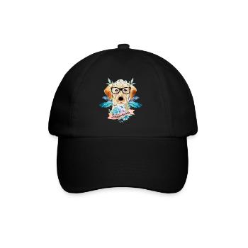Labrador-Mama Blumen - Baseballkappe - Schwarz/Schwarz - Vorne