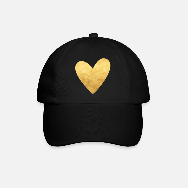 Herz gold I Symbol Liebe Geschenk - Baseballkappe - Schwarz/Schwarz