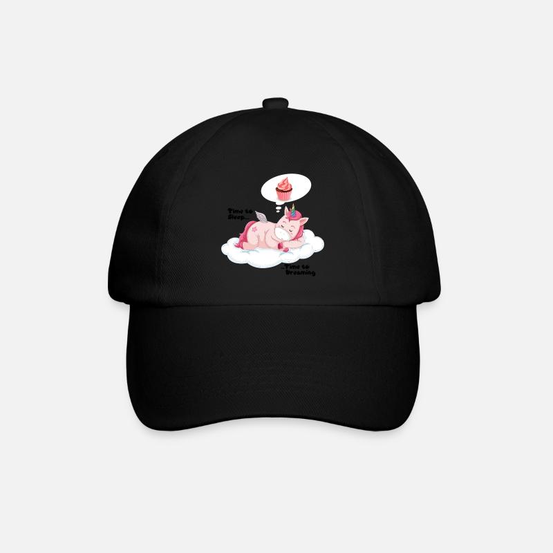 Einhorn schlafen traeumen - Baseballkappe - Schwarz/Schwarz