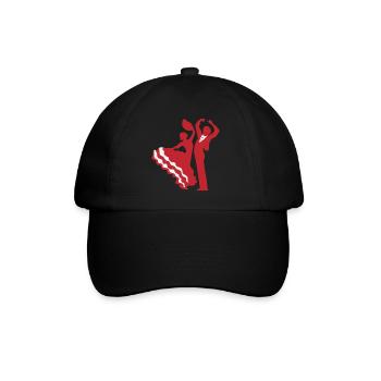 Flamenco Paar - Baseballkappe - Schwarz/Schwarz - Vorne