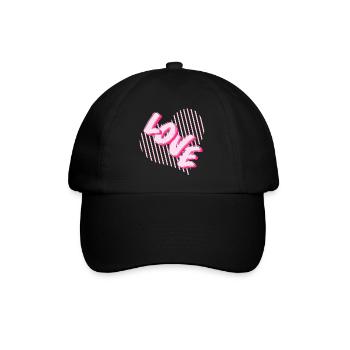 Love Neon Pink Heart Font - Baseball Cap - black/black - Front