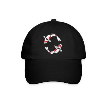 Sanke Koi-Fischdesign für Koi-Teich-Besitzer - Baseballkappe - Schwarz/Schwarz - Vorne