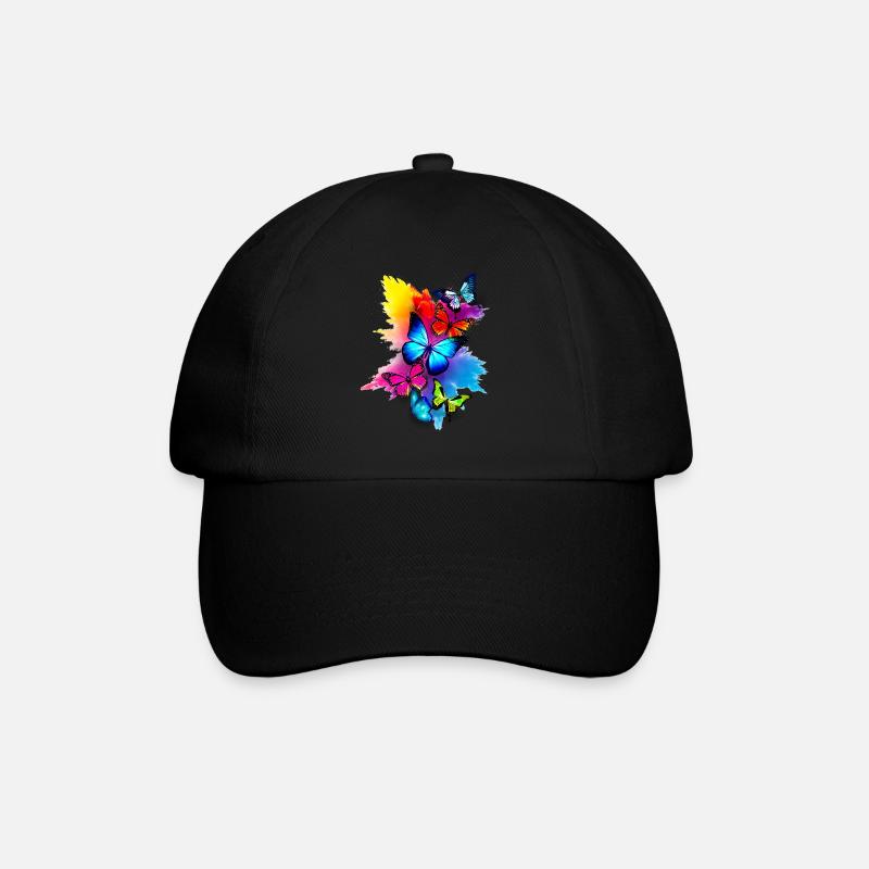 Schmetterling Splash Bunt - Baseballkappe - Schwarz/Schwarz