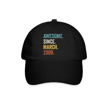 Awesome Since March 2009 13th Birthday - Baseball Cap - black/black - Front