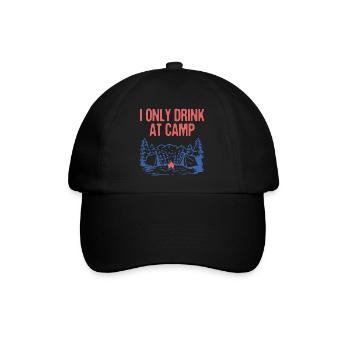 Only Drink at Camp Drinking Camping Alcoholic - Baseballkappe - Schwarz/Schwarz - Vorne