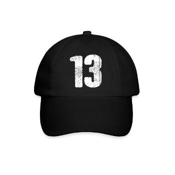 13 Zahl Trikot - Baseballkappe - Schwarz/Schwarz - Vorne