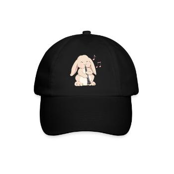 Clarinette mignonne jouant cartoon rabbit - Casquette classique - noir/noir - Devant