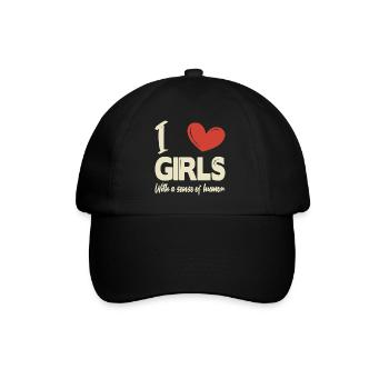 Ich liebe Mädchen - Baseballkappe - Schwarz/Schwarz - Vorne