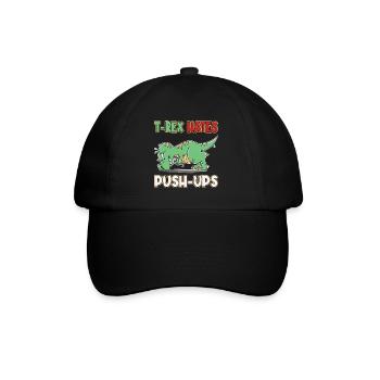 T-Rex Hates Push-Ups Liegestütze Lustig Humor - Baseballkappe - Schwarz/Schwarz - Vorne