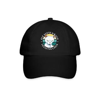 Geh mir aus dem Weg du verrückter Verlierer, Katze - Baseballkappe - Schwarz/Schwarz - Vorne