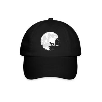 Hund Vollmond Mond Dogge - Baseballkappe - Schwarz/Schwarz - Vorne