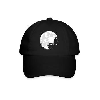 Hund Vollmond Mond Dackel - Baseballkappe - Schwarz/Schwarz - Vorne