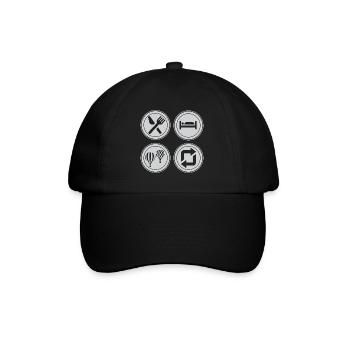 Heißluftballon & Ballon Fahrer Geschenk - Baseballkappe - Schwarz/Schwarz - Vorne