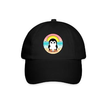 Pingouin de plage au coucher du soleil - Casquette classique - noir/noir - Devant
