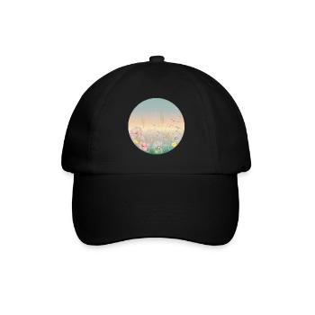 delicately blooming meadow in pastel colors in spring - Baseball Cap - black/black - Front