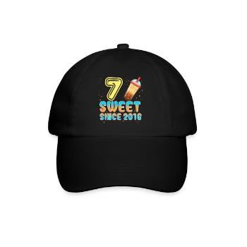 7. Geburtstag Bubble Tee - Baseballkappe - Schwarz/Schwarz - Vorne