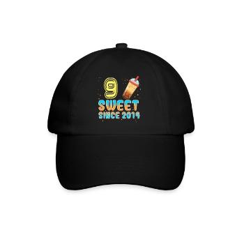 9. Geburtstag Bubble Tee - Baseballkappe - Schwarz/Schwarz - Vorne