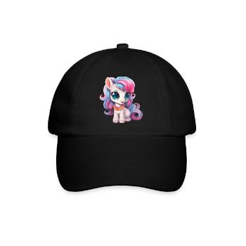 small pony in blue pink - Baseball Cap - black/black - Front