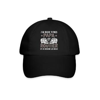 J'Ai Deux Titres Papa Et Routier - Casquette classique - noir/noir - Devant