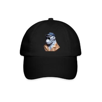 Cool monkey in wrinkled robe - Baseball Cap - black/black - Front