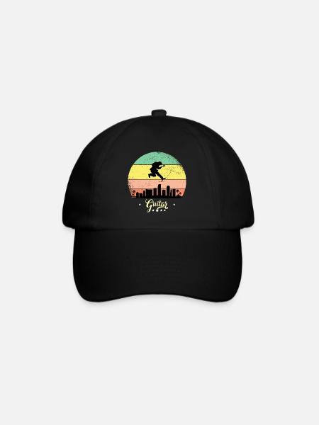 Gitarre Vintage Musik Retro Sunset - Baseballkappe - Schwarz/Schwarz