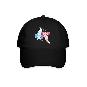 Anime Axolotl Pair Design für Axolotl-Liebhaber - Baseballkappe - Schwarz/Schwarz - Vorne