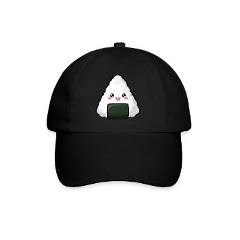 Kawaii Onigiri - Anime Hemd - Baseballkappe - Schwarz/Schwarz - Vorne