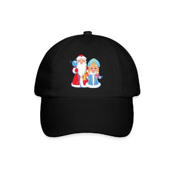 Ded Moroz Snegurotschka russischer Weihnachtsmann - Baseballkappe - Schwarz/Schwarz - Vorne