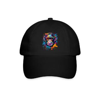 Chimpanzé coloré, éclaboussures de peinture, éclaboussures de peinture - Casquette classique - noir/noir - Devant
