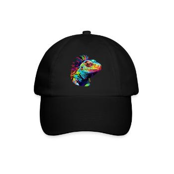 Bunter Leguan Farbkleckse Farbspritzer - Baseballkappe - Schwarz/Schwarz - Vorne