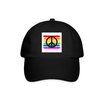 Peace sign on LGBT rainbow banner - Baseball Cap - black/black - Front