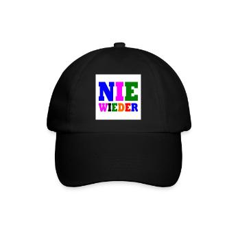 Nie wieder - Baseballkappe - Schwarz/Schwarz - Vorne