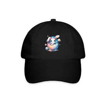 Chibi Space Bunny Sitting In a Cracked Easter Egg - Baseball Cap - black/black - Front