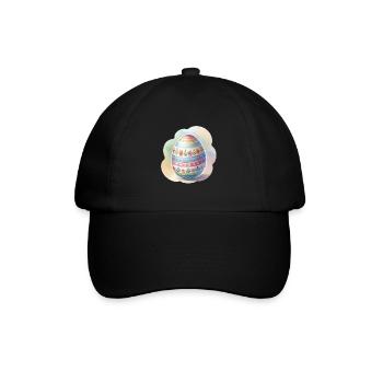 Minimalistisches Osterei im Aquarellstil - Baseballkappe - Schwarz/Schwarz - Vorne