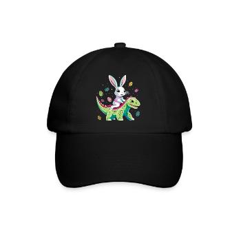 Easter Bunny Rides Dinosaur - Baseball Cap - black/black - Front