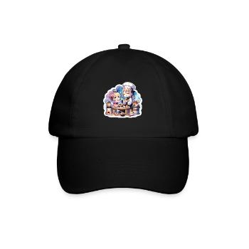 Mère et fille dégustant de délicieuses friandises - Casquette classique - noir/noir - Devant