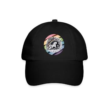Niedliches Einhorn Regenbogen Scherenschnitt - Baseballkappe - Schwarz/Schwarz - Vorne
