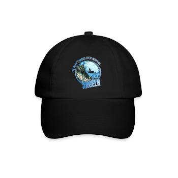 Im Rhythmus der Natur - Angeln - Baseballkappe - Schwarz/Schwarz - Vorne