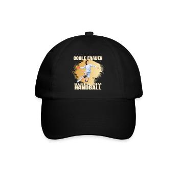 Coole Frauen gehen zum Handball - Baseballkappe - Schwarz/Schwarz - Vorne