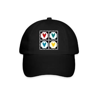 HERZ. HERZ. VALENTINSTAG. LIEBE. LIEBE. PAAR. - Baseballkappe - Schwarz/Schwarz - Vorne