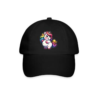 Colorful unicorn cuddly design - Baseball Cap - black/black - Front