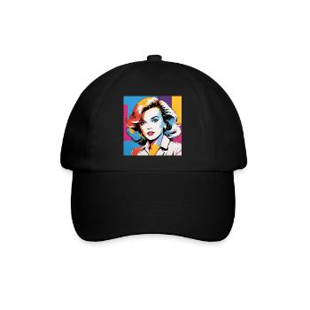 Portrait pop art femme iconique - Casquette classique - noir/noir - Devant