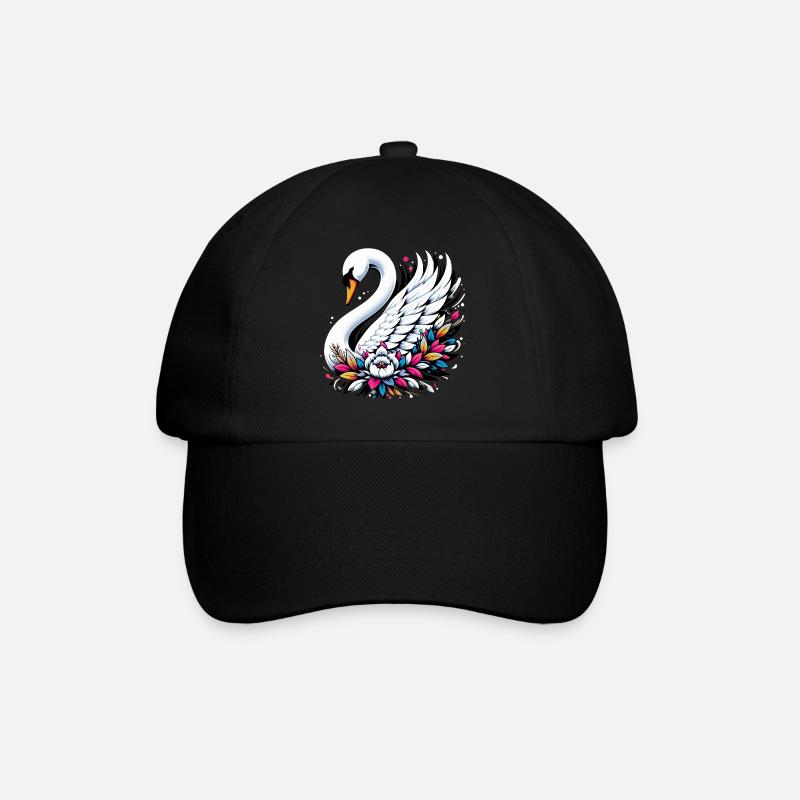 Schwan - Baseballkappe - Schwarz/Schwarz