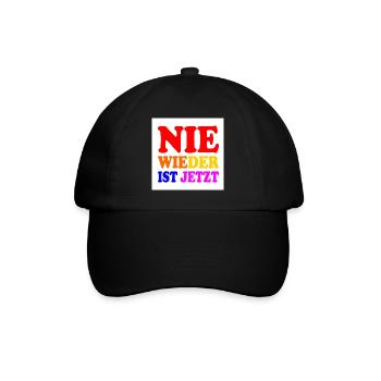 Nie wieder ist jetzt - Baseballkappe - Schwarz/Schwarz - Vorne