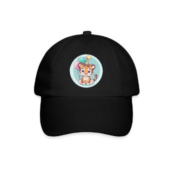 Tiger Geburtstag Baby - Baseballkappe - Schwarz/Schwarz - Vorne