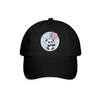 Panda Geburtstag Baby - Baseballkappe - Schwarz/Schwarz - Vorne