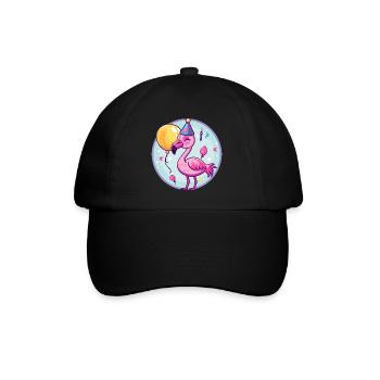 Flamingo Geburtstag Baby - Baseballkappe - Schwarz/Schwarz - Vorne