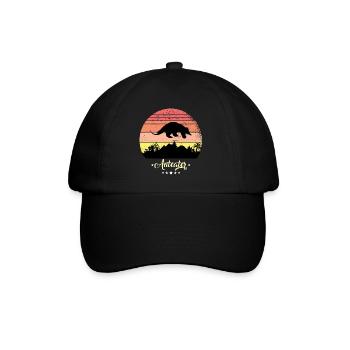 Ameisenbär Bär Vintage Retro Tiere Sonnenuntergang - Baseballkappe - Schwarz/Schwarz - Vorne
