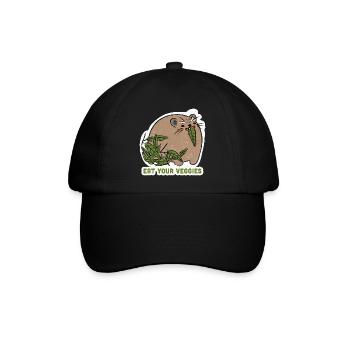 Eat Your Veggies – Lustiges Tiermotiv - Baseballkappe - Schwarz/Schwarz - Vorne