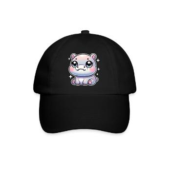 Super Cute Kawaii Baby Hippo - Baseballkappe - Schwarz/Schwarz - Vorne